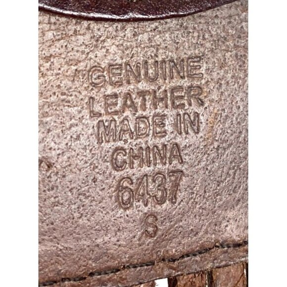 Talbots Women's Leather Belt Brown/Cream Silver Buckle Style#:6437 Size Small - Picture 6 of 11